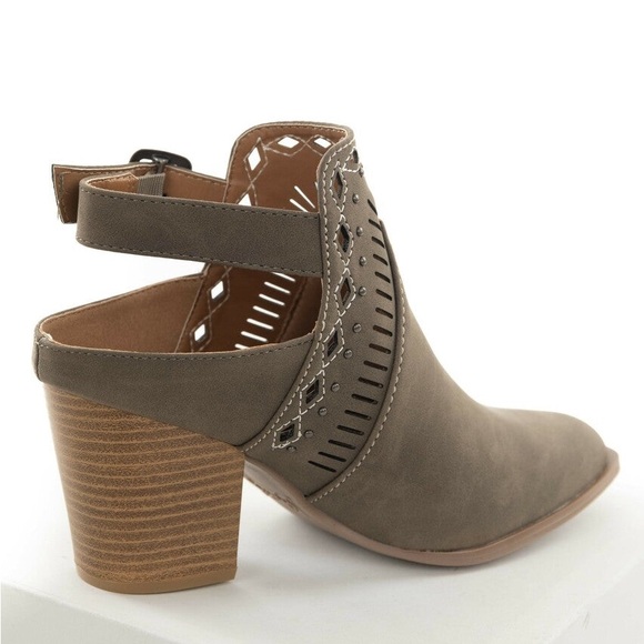 Taupe Closed Toe Booties with Studs - Picture 6 of 8